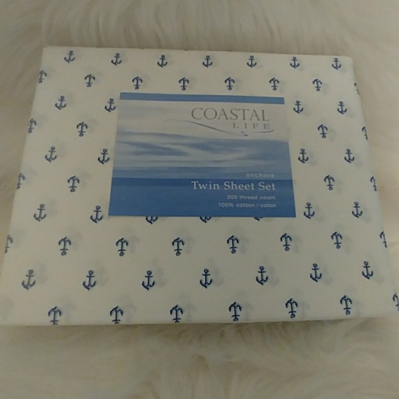 Coastal Life Twin Anchor Sheet Set - Picture 2 of 8